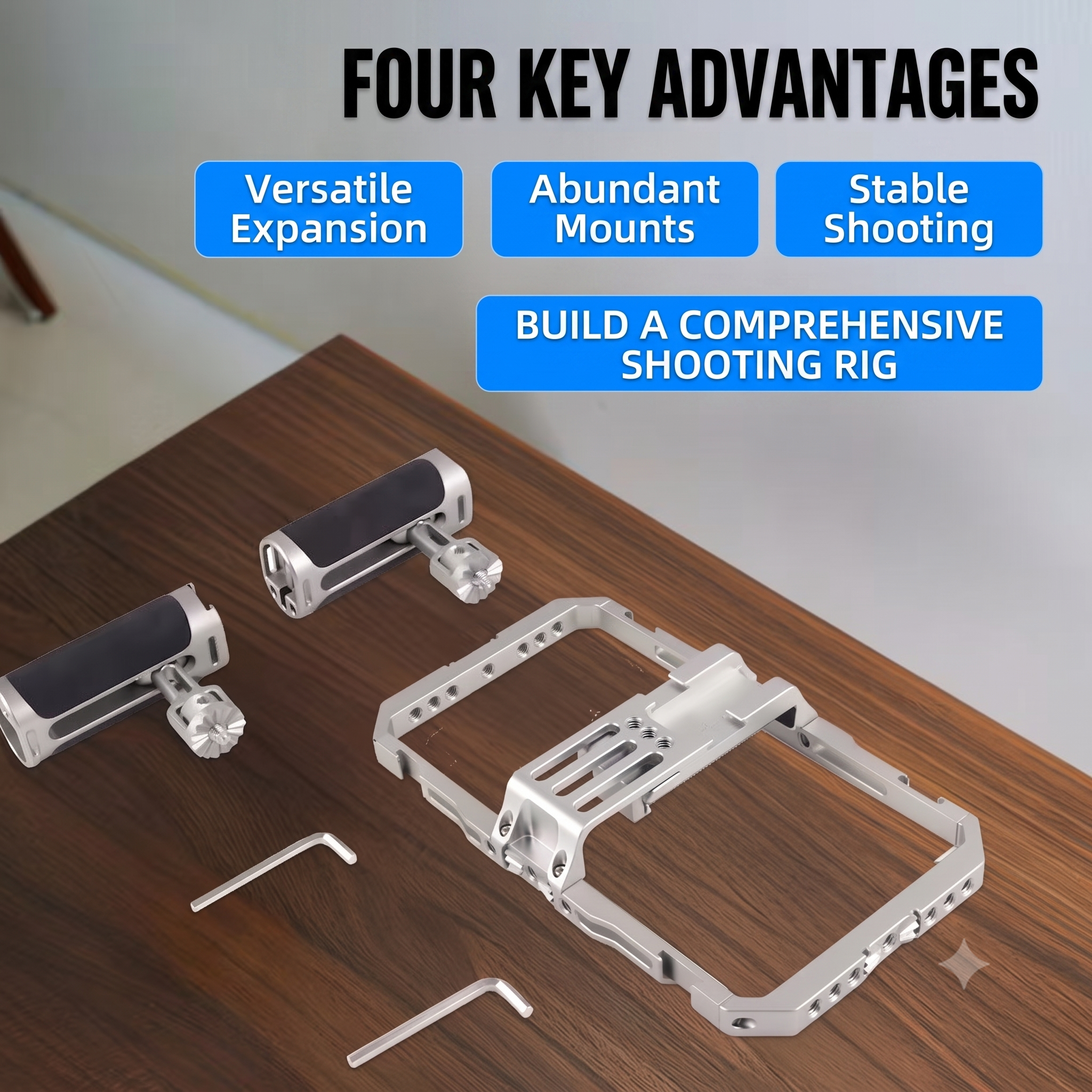 Metal Smartphone Cage Dual-Handle Shooting Bracket, Universal for iPhone & Android, Vlog Photography Stabilizer