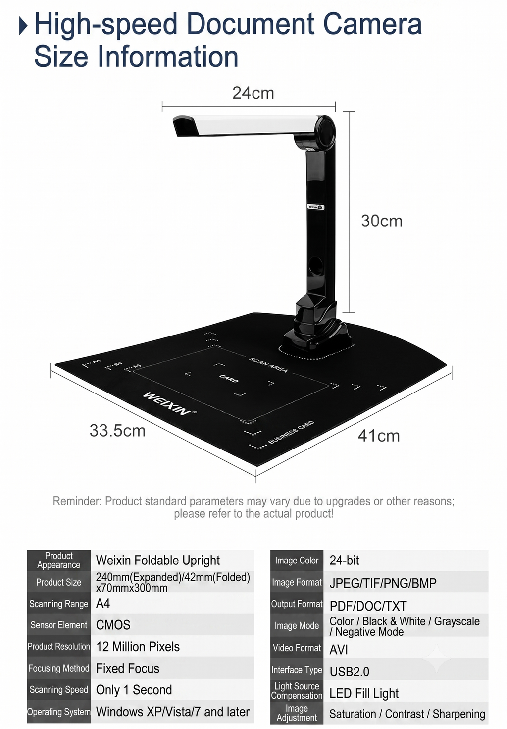 Portable Document Camera with OCR, 8MP, for Office Docs, ID Cards & Book Scanning
