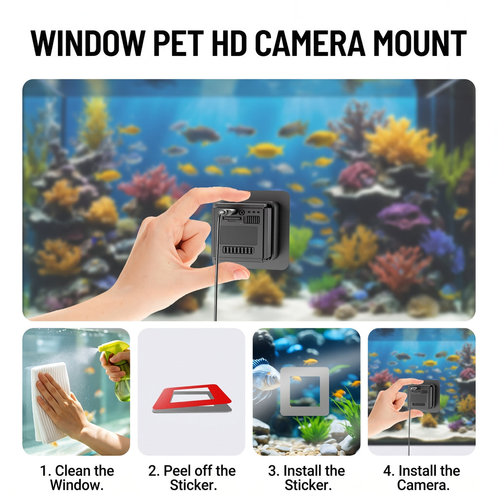 Window Display Pet WiFi Security Camera, Close‑Range Monitoring for Fish Tank & Reptile Enclosure