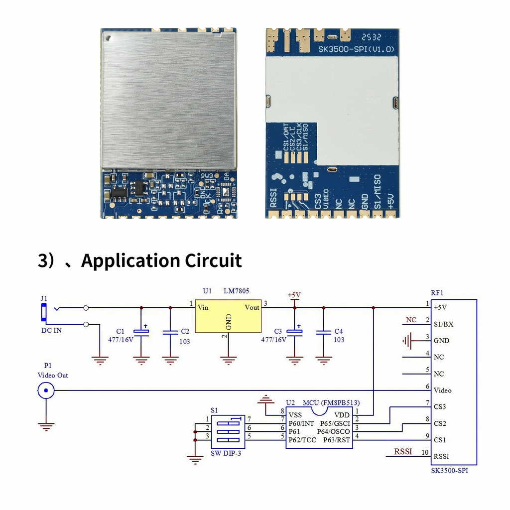 3.3G Analog FPV Video Transceiver Module, Wireless Audio Video Receiver Transmitter for Drones