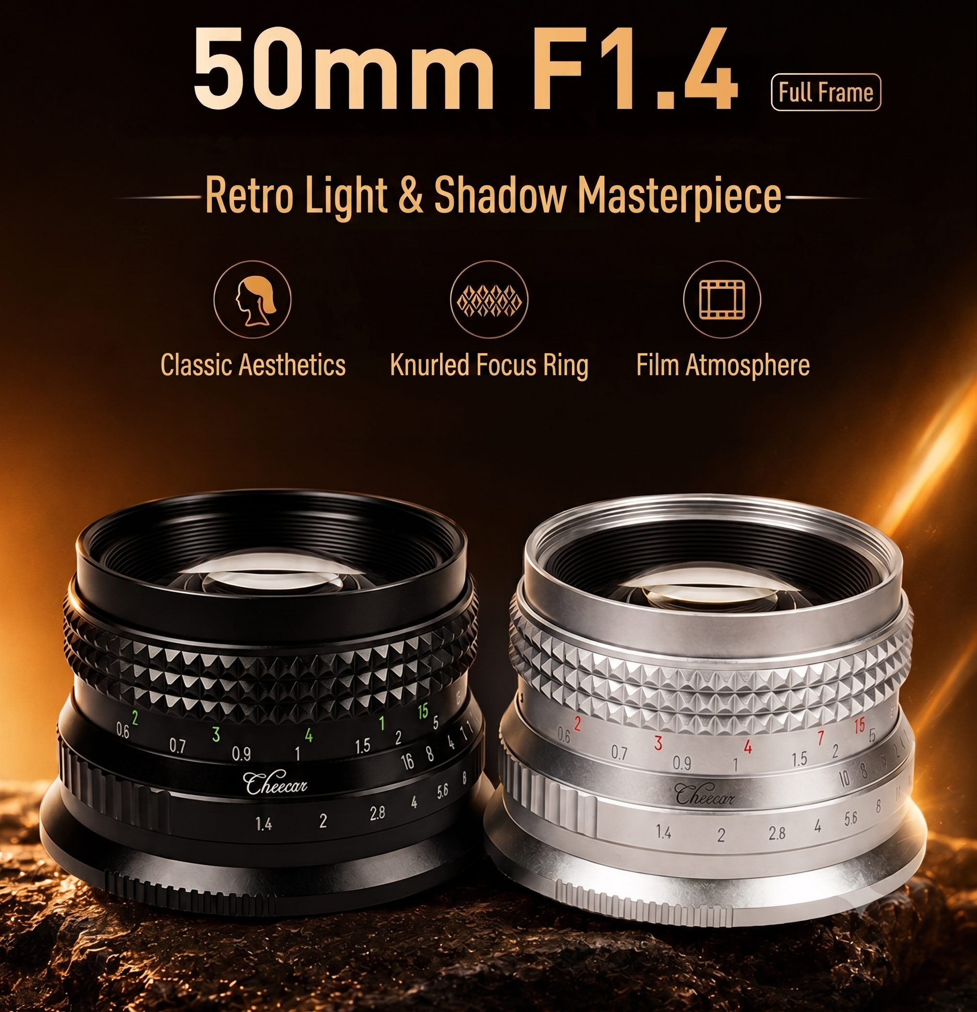 50mm F1.4 Full‑Frame Manual Lens, Vintage All‑Metal Prime Lens for Sony E‑Mount