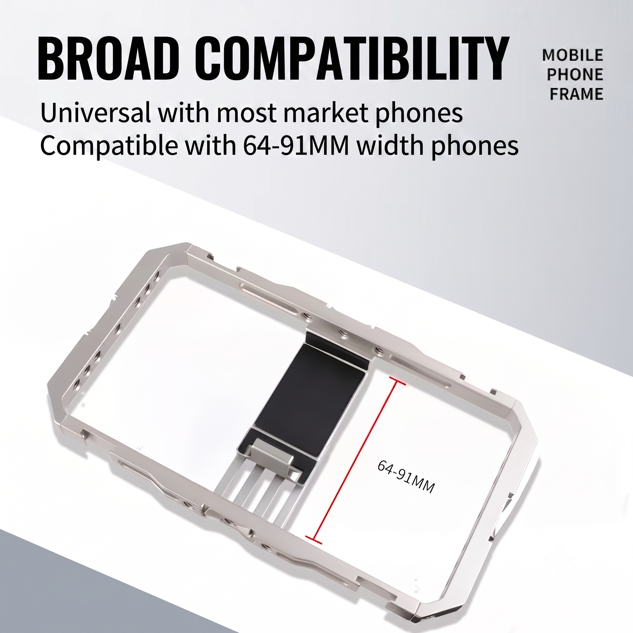 Metal Smartphone Cage Dual-Handle Shooting Bracket, Universal for iPhone & Android, Vlog Photography Stabilizer