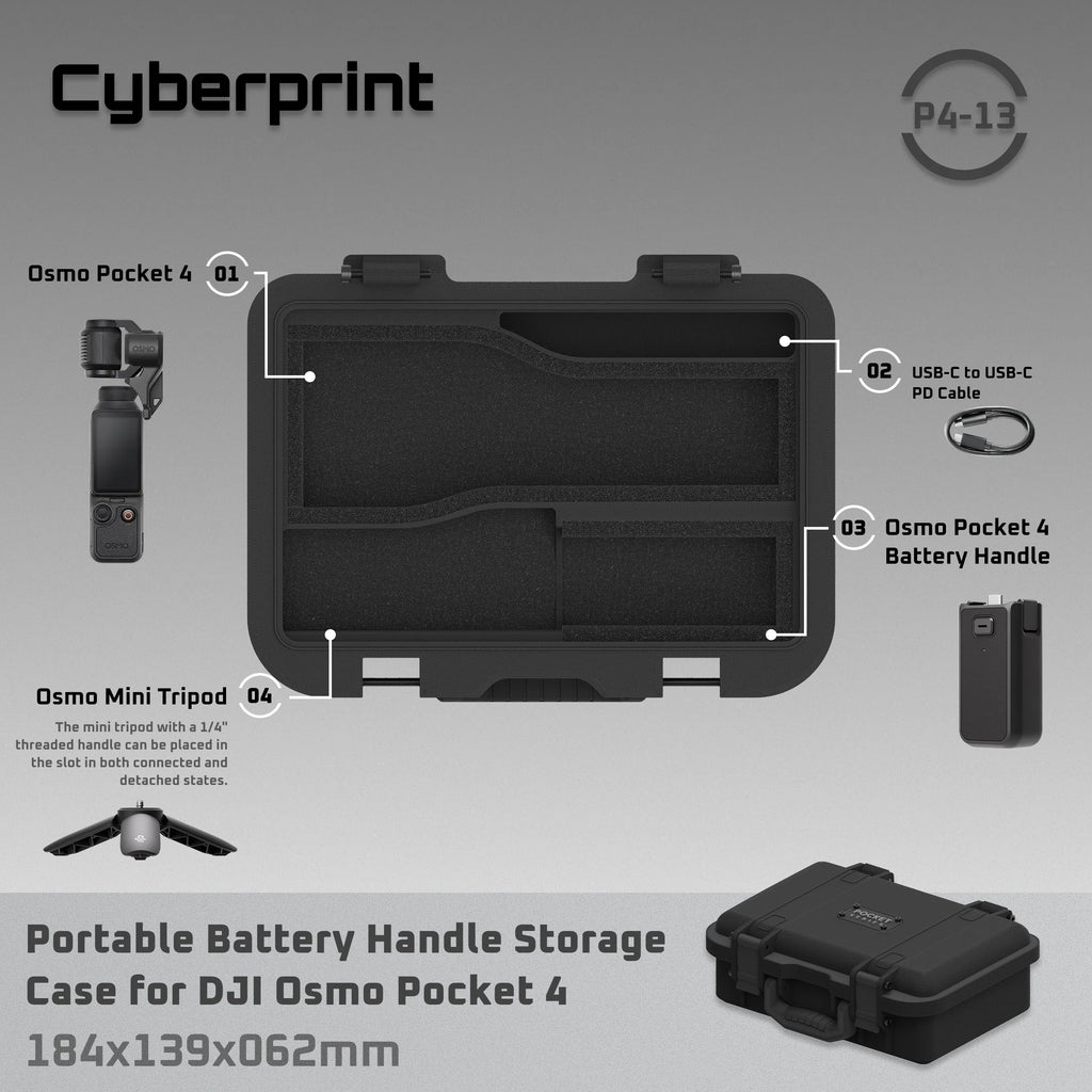 P413 Portable Battery Handle Storage 3D Printed Case for DJI Osmo Pocket 4