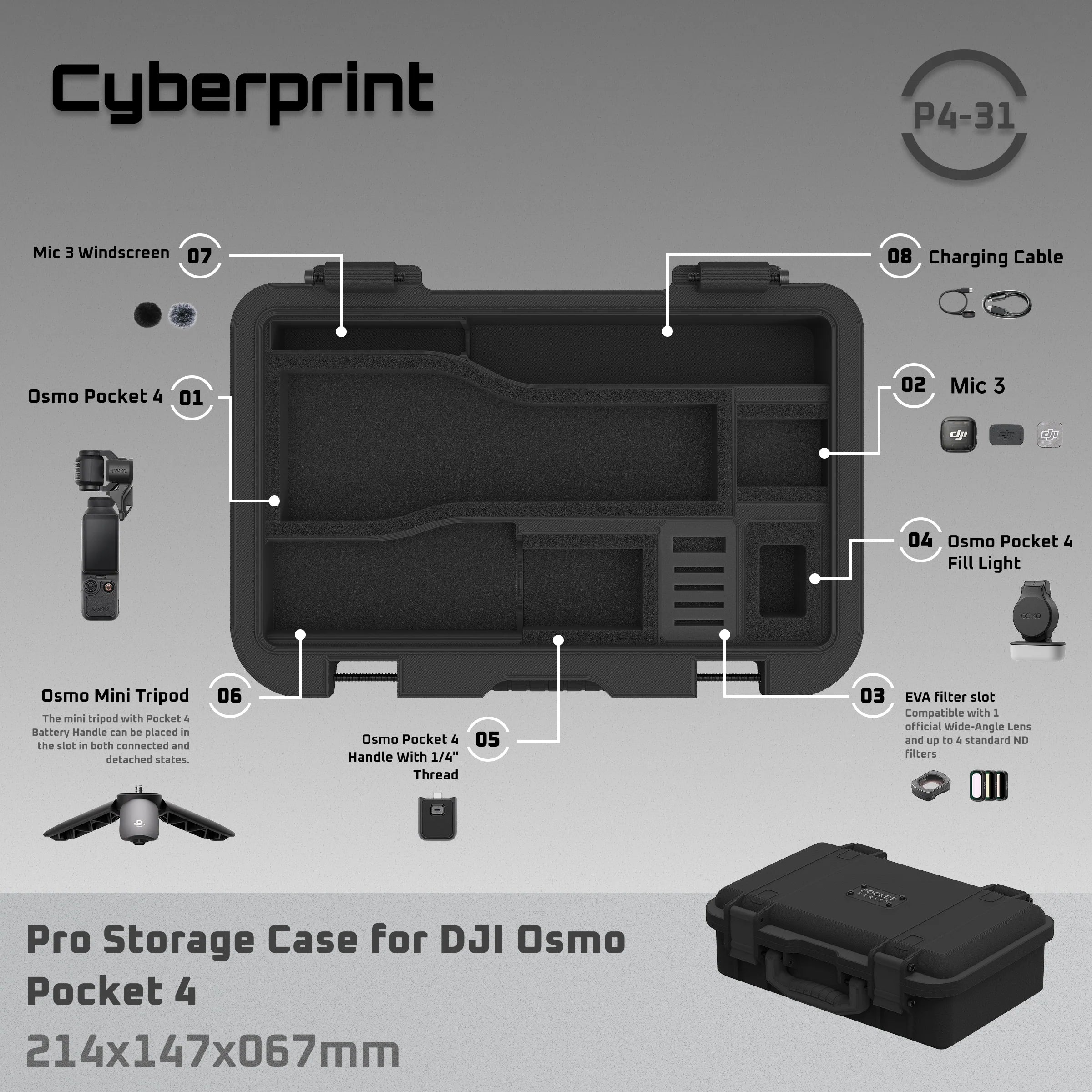 P431 Pro Storage 3D Printed Case for DJI Osmo Pocket 4